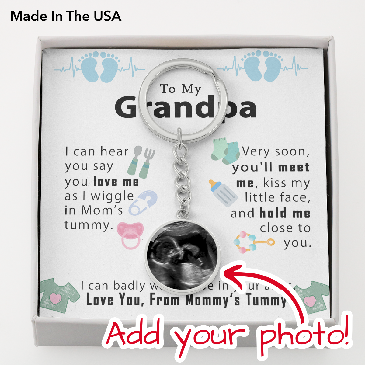 Custom Grandpa To Be Gift, First Time Grandpa Baby Scan Keychain, Pregnancy Announcement Sonogram Keepsake From Baby Bump, Expecting Grandpa #e274 - Image 2