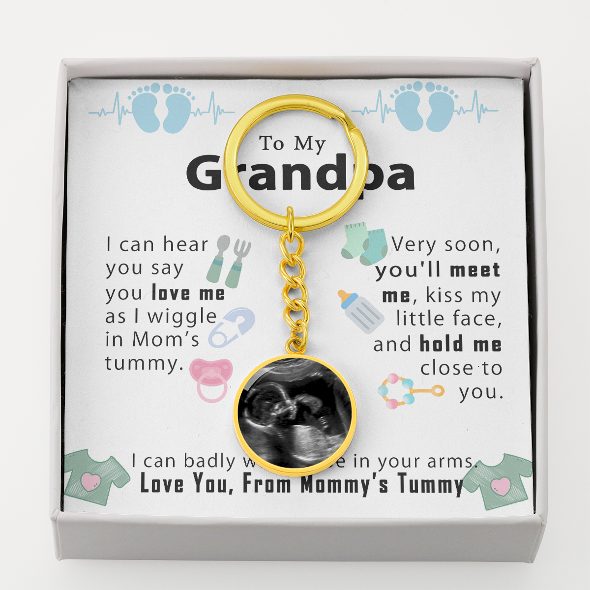 Custom Grandpa To Be Gift, First Time Grandpa Baby Scan Keychain, Pregnancy Announcement Sonogram Keepsake From Baby Bump, Expecting Grandpa #e274 - Image 4