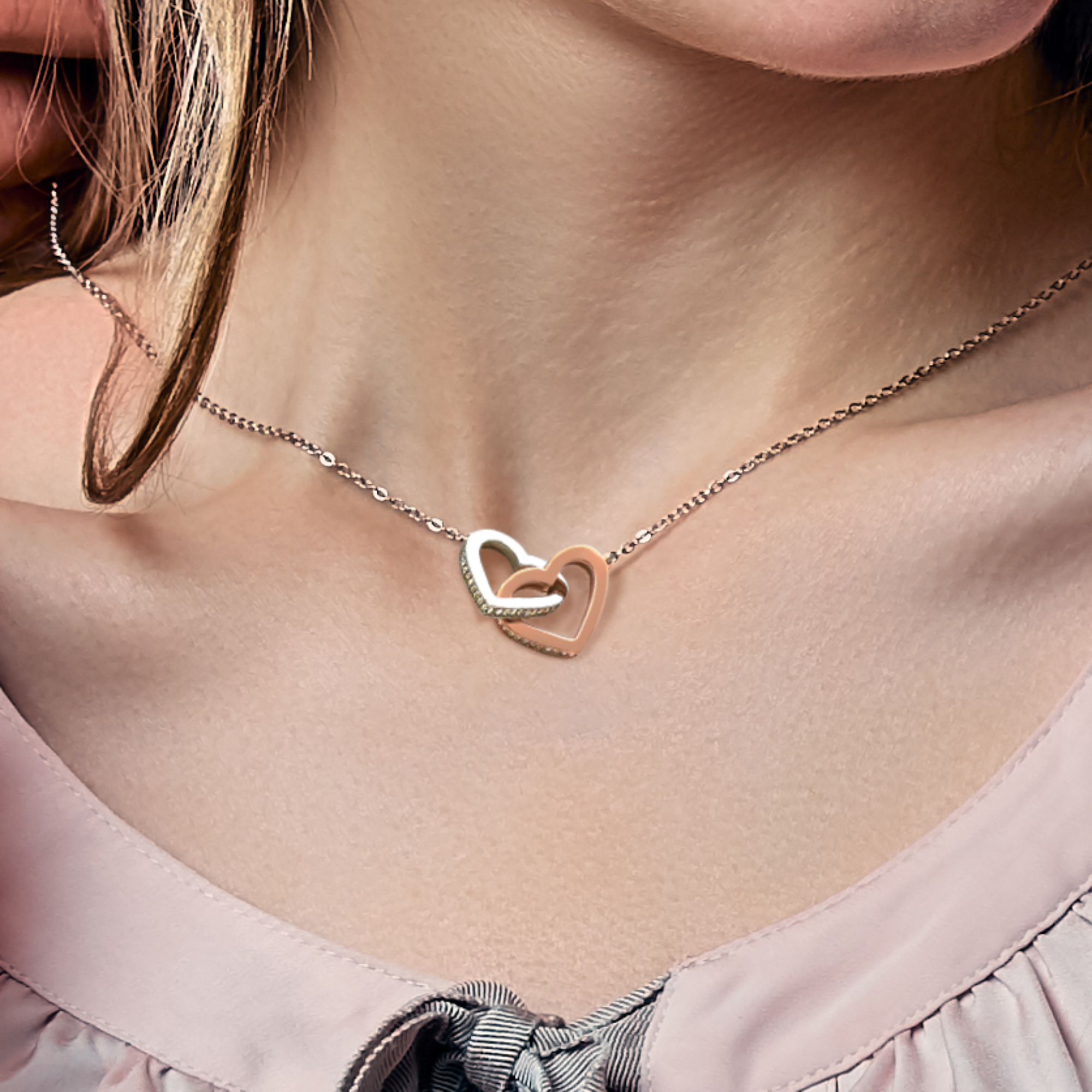To My Granddaughter Gift On Her Pregnancy - Interlocking Hearts Necklace #e67 - Image 4