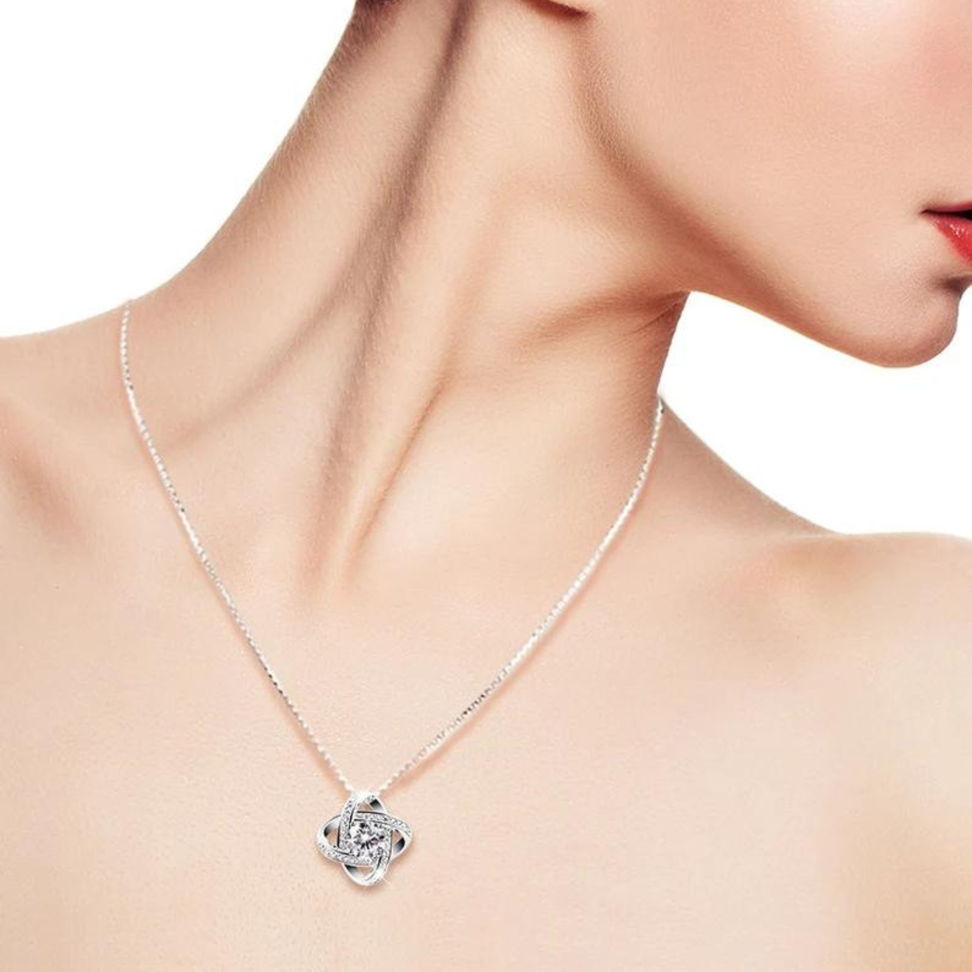 To My Daughter Gift From Mom- Love Knot Earrings & Necklace Set #e128 - Image 5