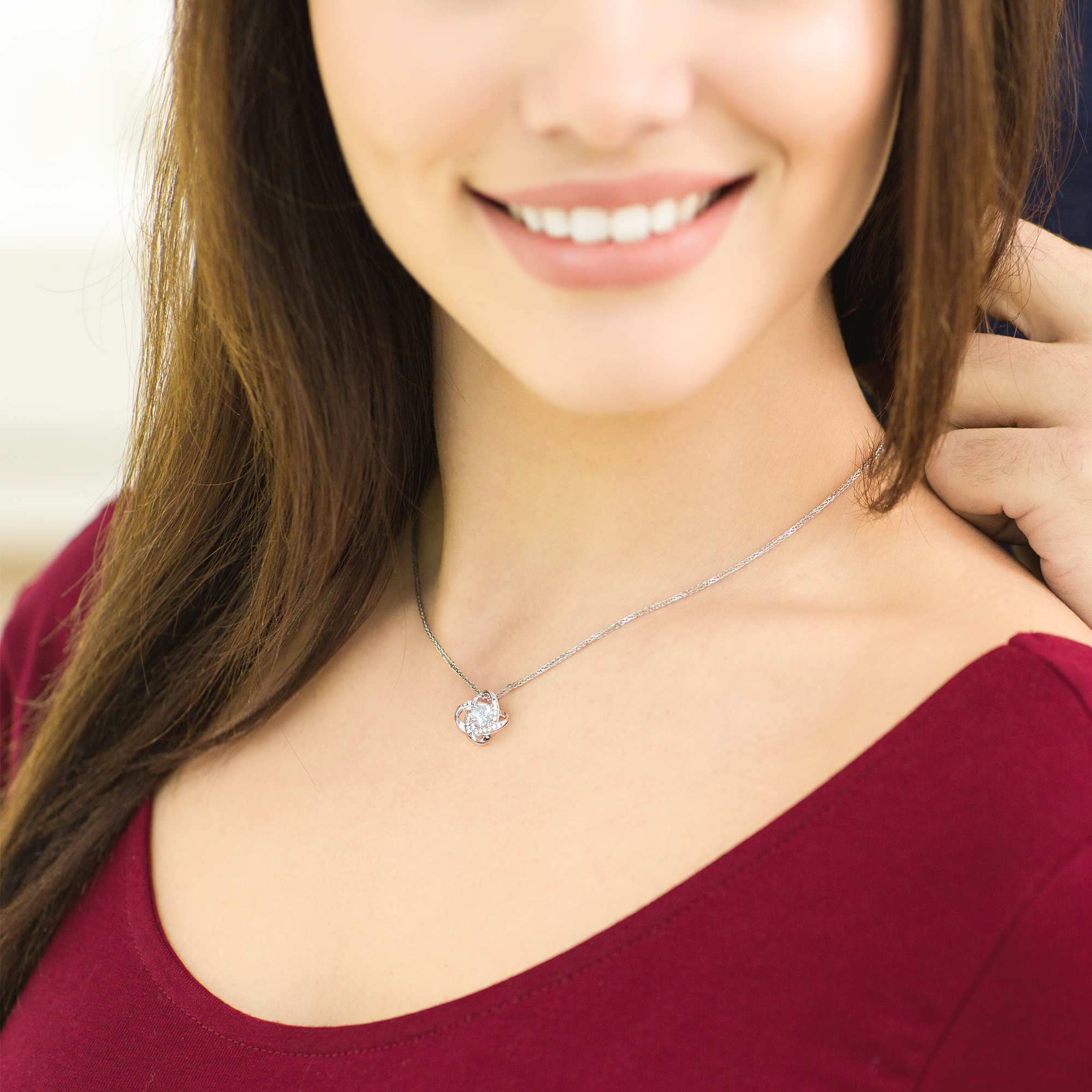 To My Daughter Love Knot Necklace Gift From Dad- Always heart to heart #e217 - Image 3