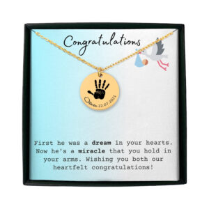 Baby Handprint Necklace - Custom Message Card Jewelry - Jewelry Inns