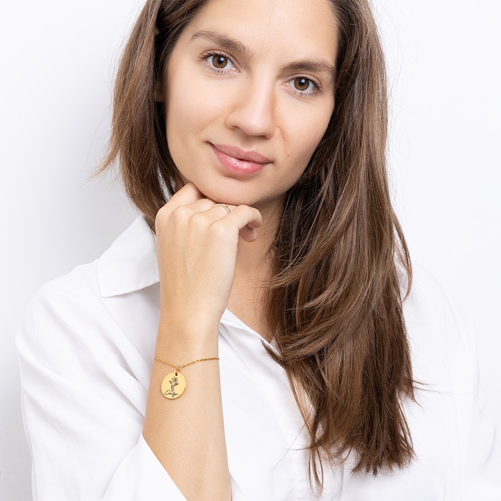 Personalized Birth flower With Name Bracelet - Image 3