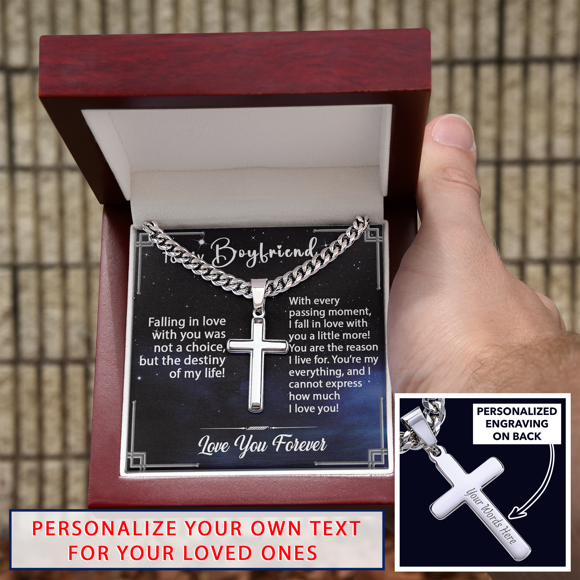 Cuban Link Chain With Cross - Personalized Jewelry - Jewelry Inns