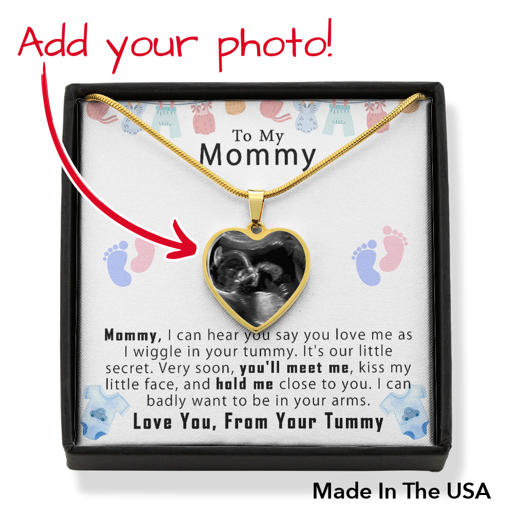 Custom New Mom Pregnancy Gift - I can hear you say you love me - Heart Pendant Engraving Necklace #e206 - Image 5