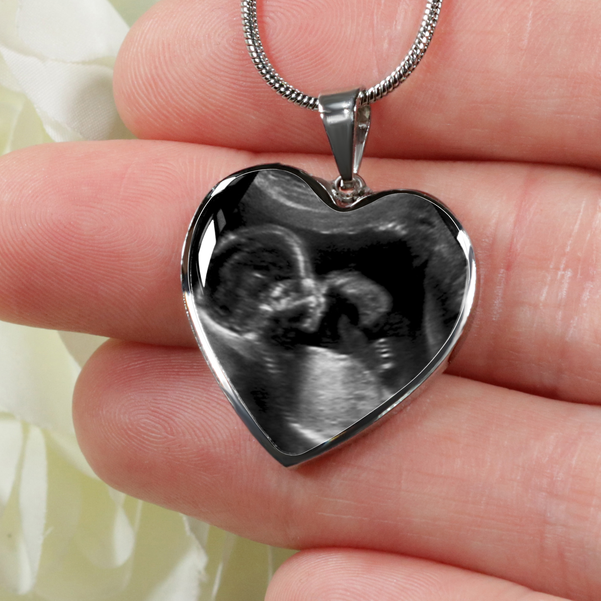 Custom New Mom Pregnancy Gift - I can hear you say you love me - Heart Pendant Engraving Necklace #e206 - Image 4