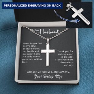 To My Husband Personalized Cross Necklace Military style Gift - Generous Selfless Love #e210a