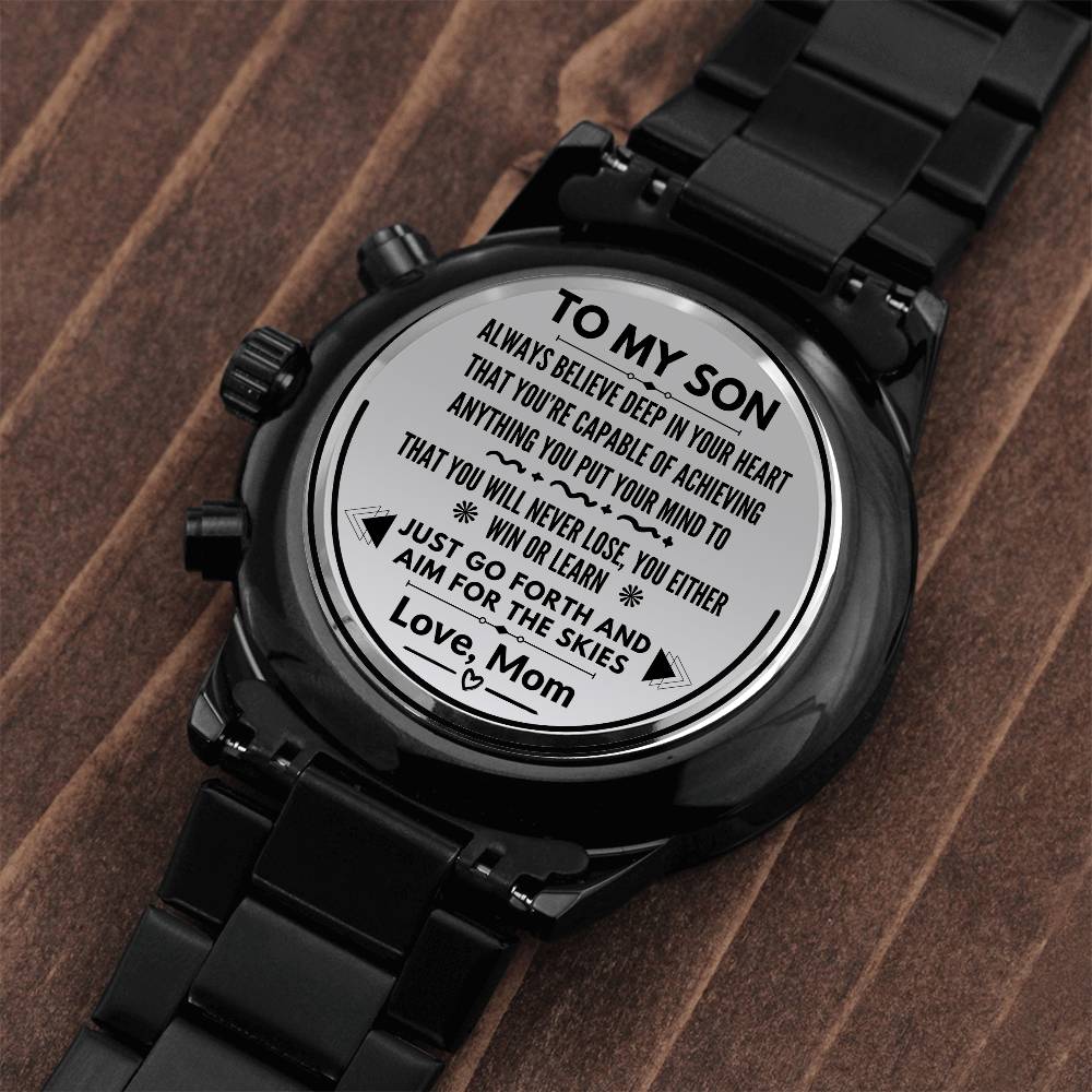 Personalized Men's Engraved Chronograph Watch For Son #e310 - Image 5