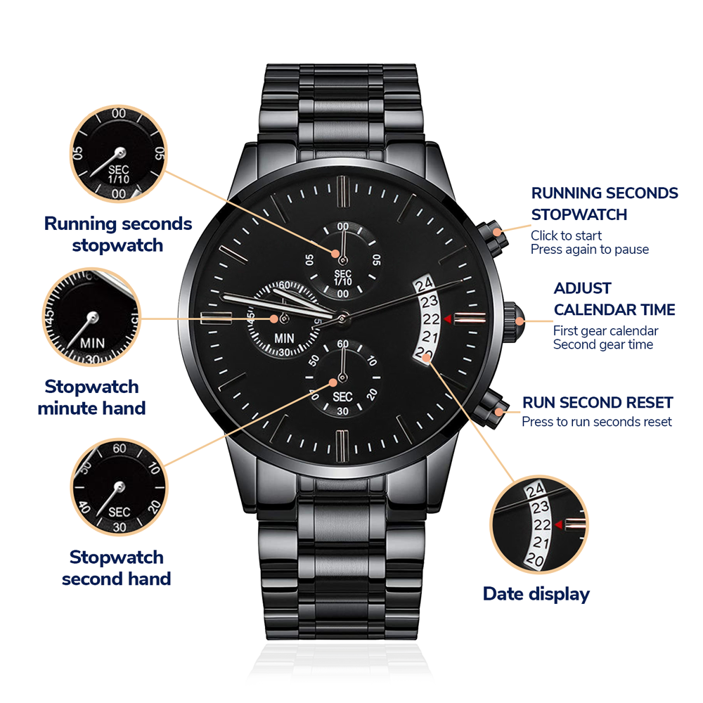 Personalized Men's Engraved Chronograph Watch For Son #e310 - Image 3