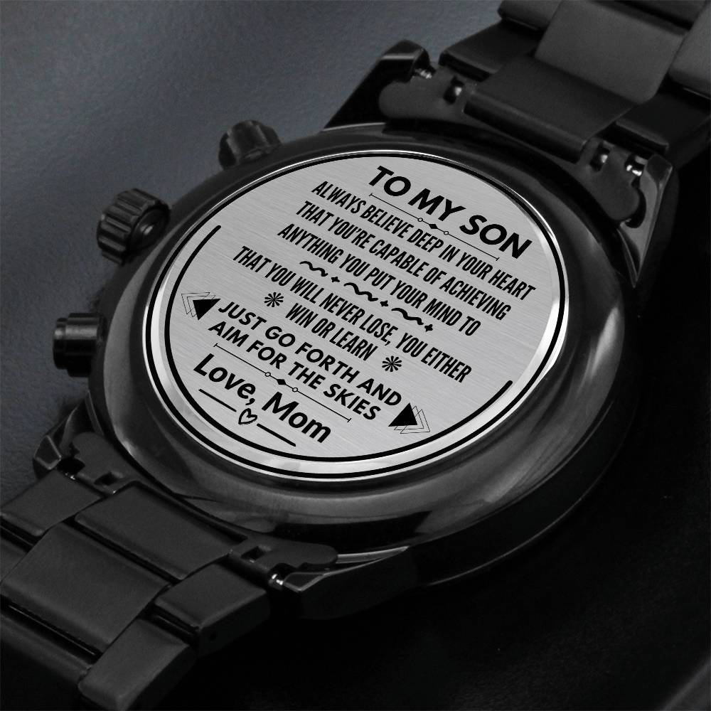 Personalized Men's Engraved Chronograph Watch For Son #e310 - Image 2
