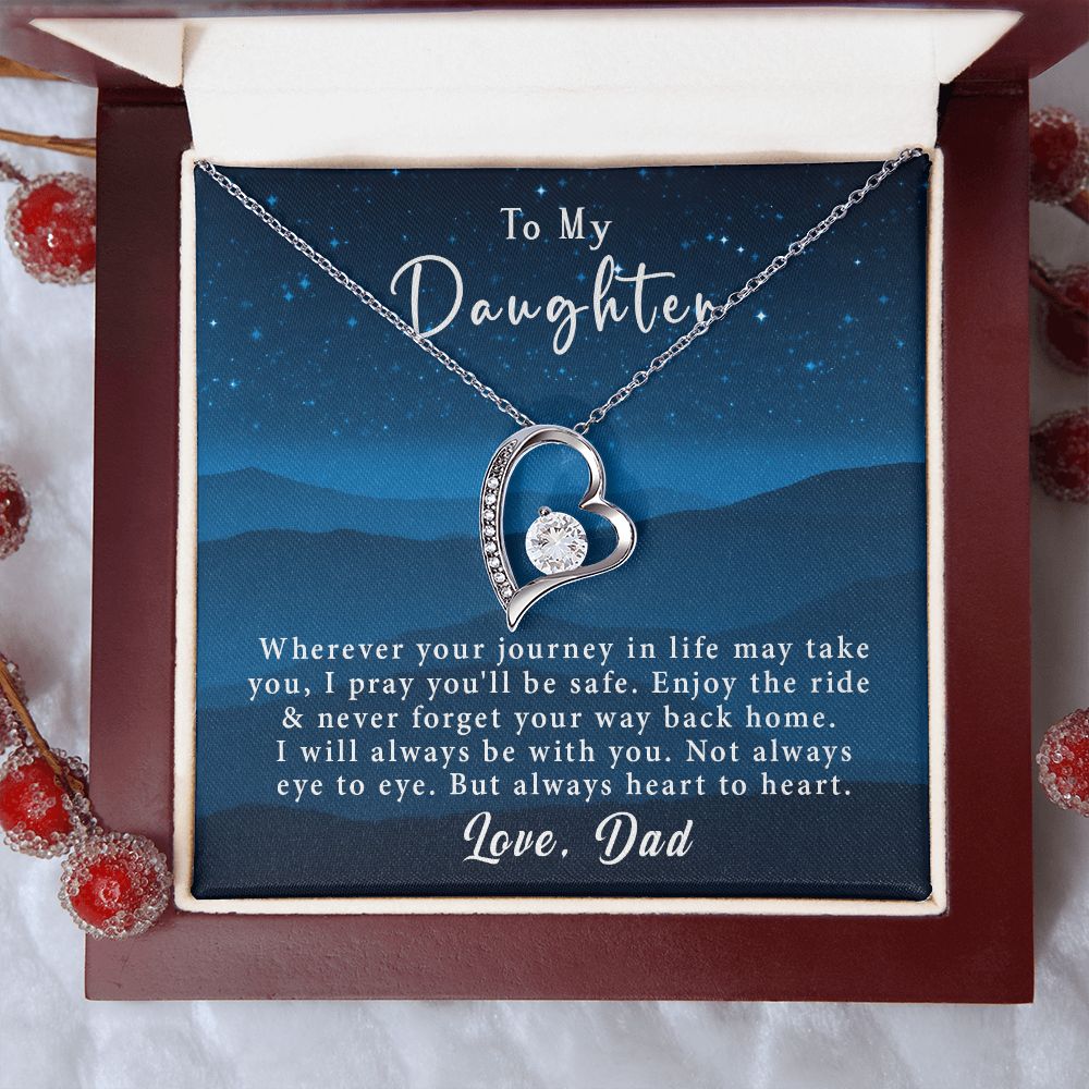 To My Daughter Forever Love Necklace Gift From Dad - Always heart to heart #e220 - Image 7