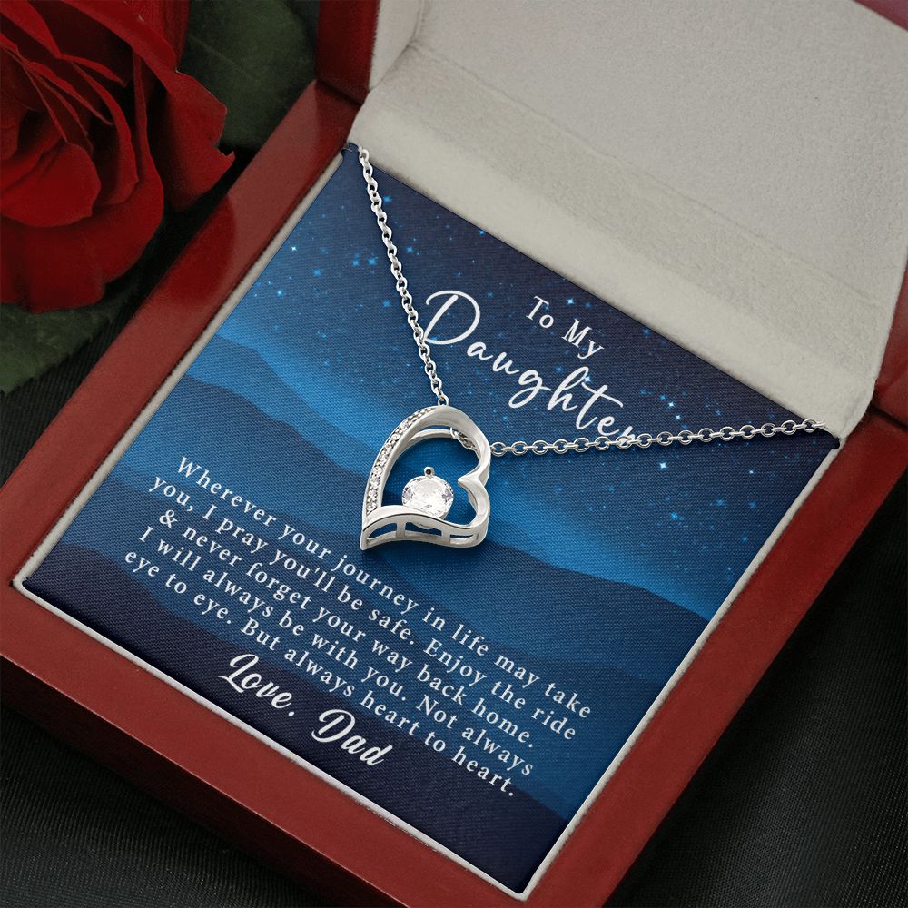 To My Daughter Forever Love Necklace Gift From Dad - Always heart to heart #e220 - Image 15