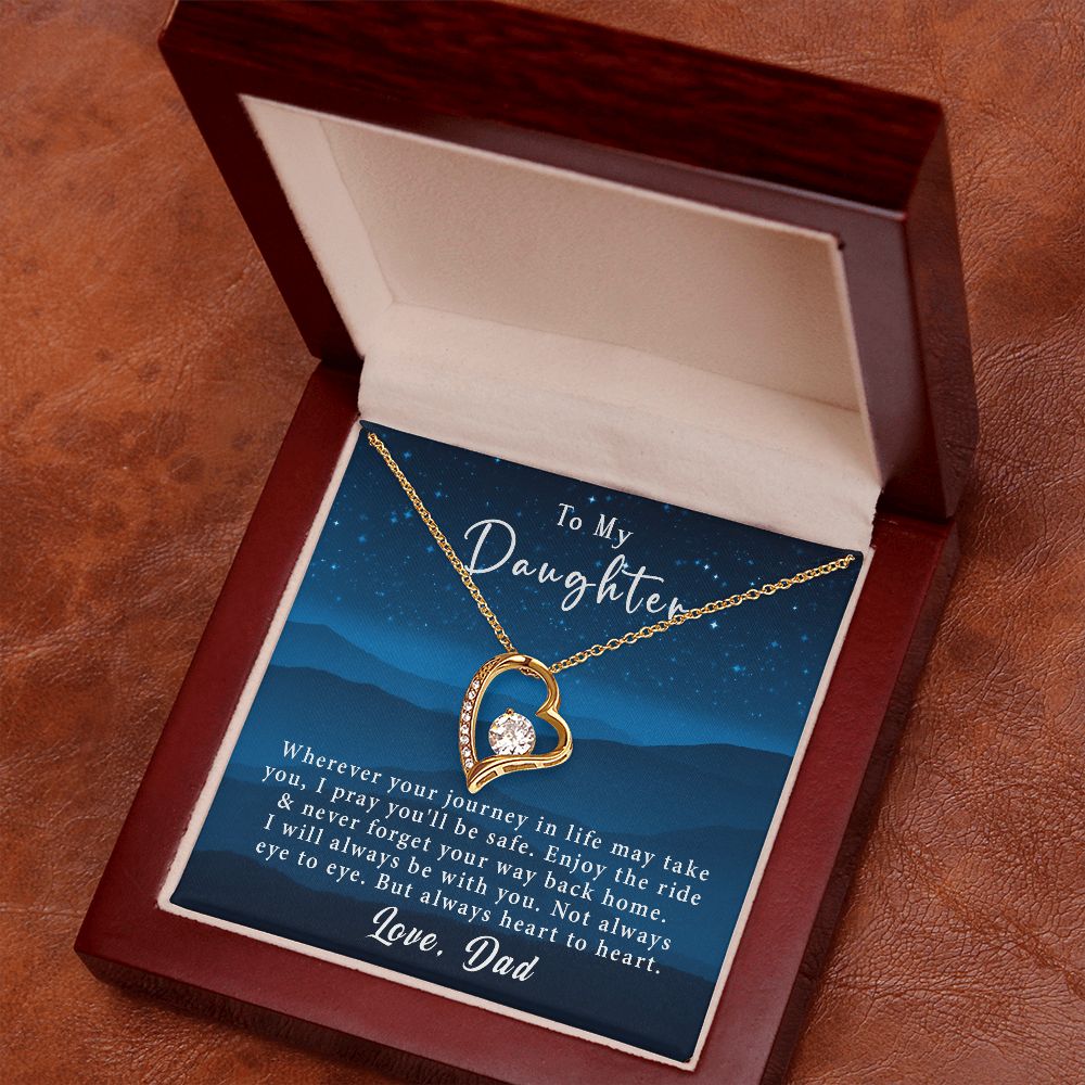 To My Daughter Forever Love Necklace Gift From Dad - Always heart to heart #e220 - Image 8