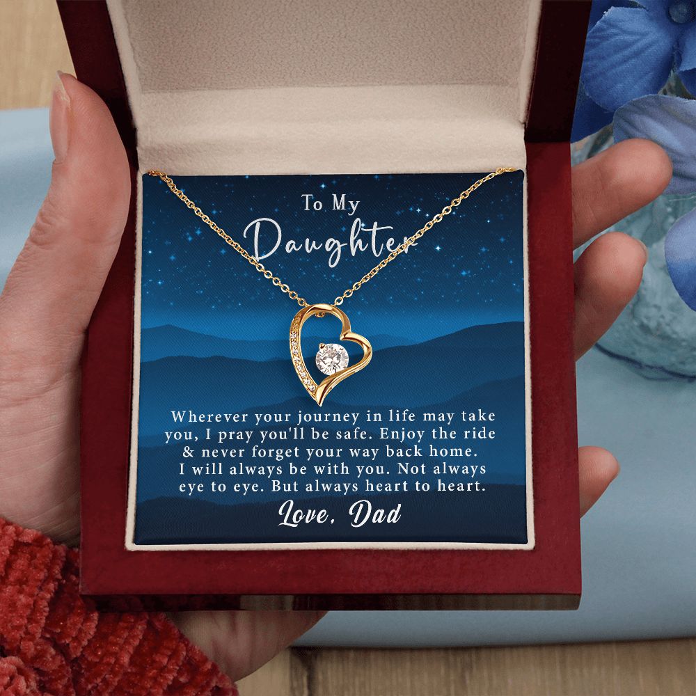 To My Daughter Forever Love Necklace Gift From Dad - Always heart to heart #e220 - Image 9