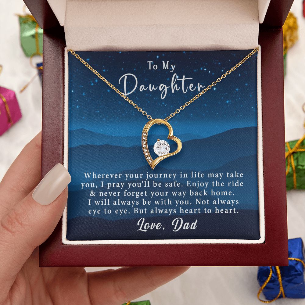 To My Daughter Forever Love Necklace Gift From Dad - Always heart to heart #e220 - Image 14