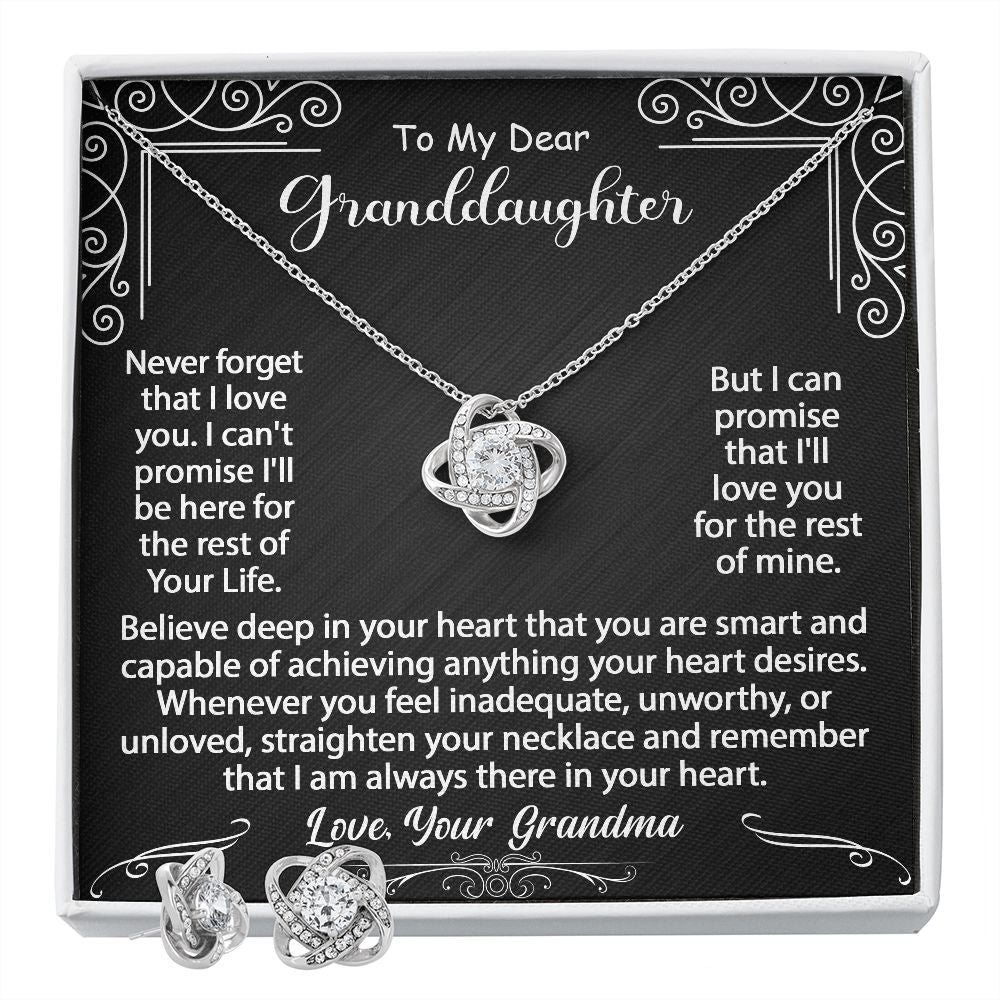 To My Granddaughter Gift - Love Knot Earrings & Necklace Set #e130 - Image 5