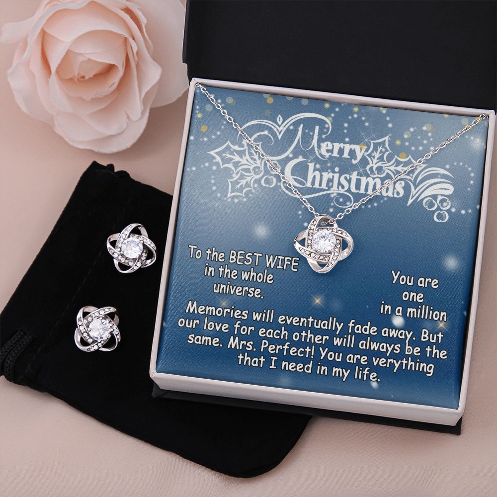 Personalized To My Wife Love Knot Necklace & Earrings Set - Merry Christmas #e193 - Image 9