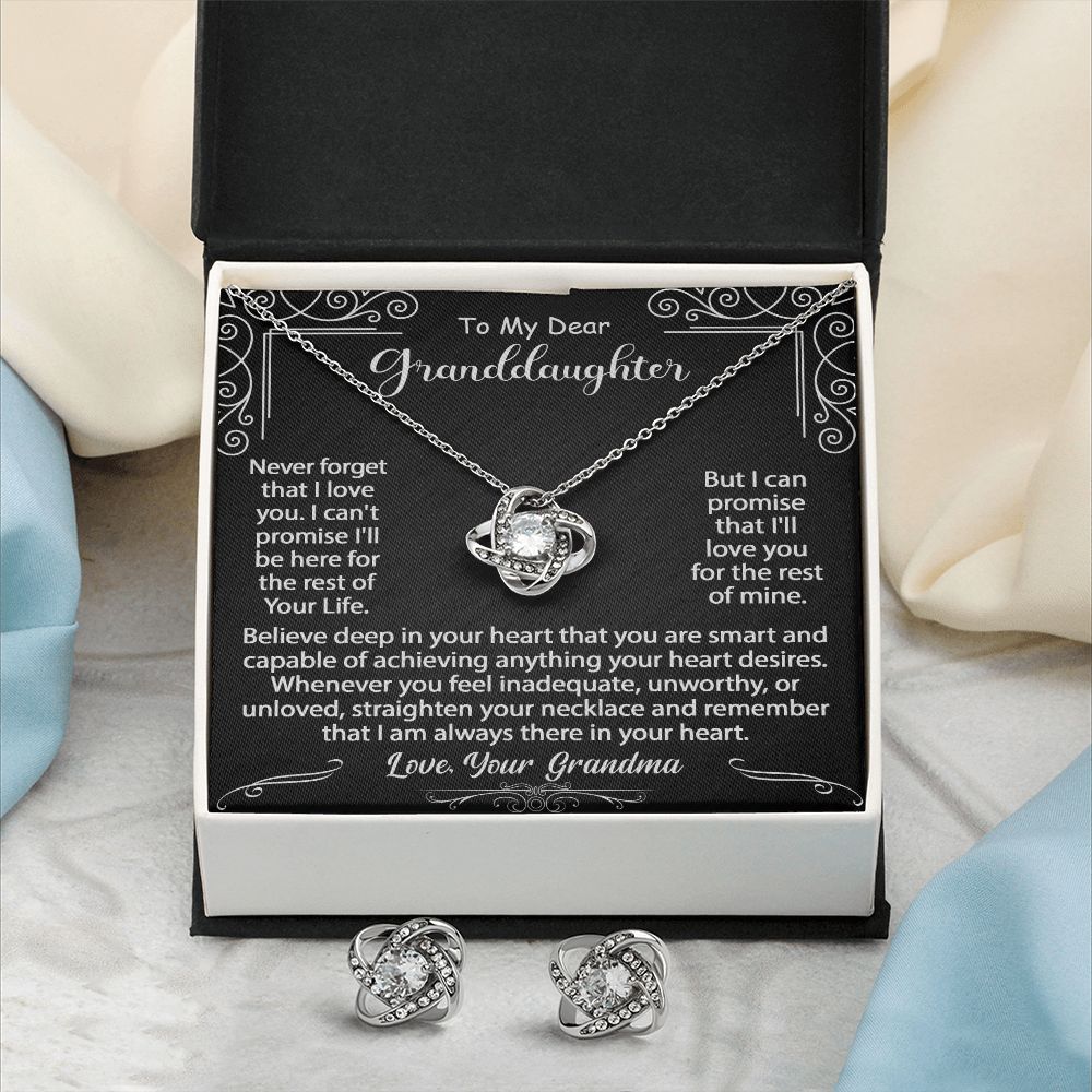 To My Granddaughter Gift - Love Knot Earrings & Necklace Set #e130 - Image 9