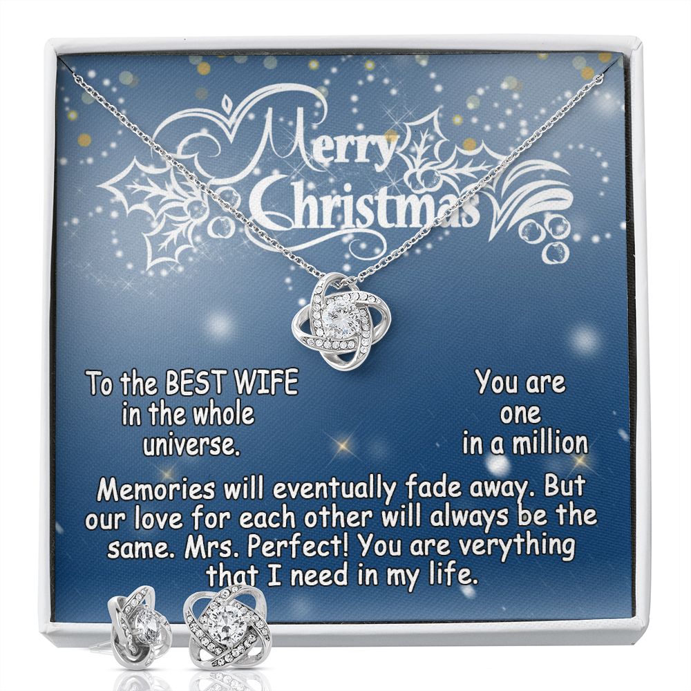 Personalized To My Wife Love Knot Necklace & Earrings Set - Merry Christmas #e193 - Image 4