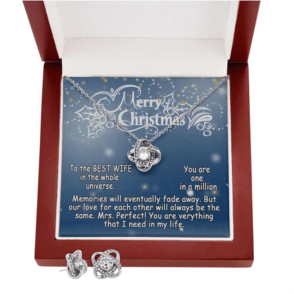 Personalized To My Wife Love Knot Necklace & Earrings Set - Merry Christmas #e193 - Image 5