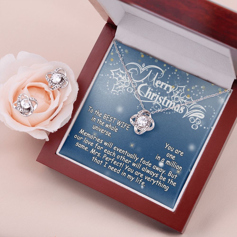 Personalized To My Wife Love Knot Necklace & Earrings Set - Merry Christmas #e193 - Image 7
