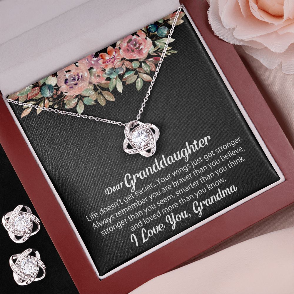 To My Granddaughter Gift - Love Knot Earrings & Necklace Set #e129 - Image 10