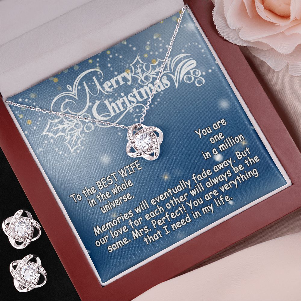 Personalized To My Wife Love Knot Necklace & Earrings Set - Merry Christmas #e193 - Image 8