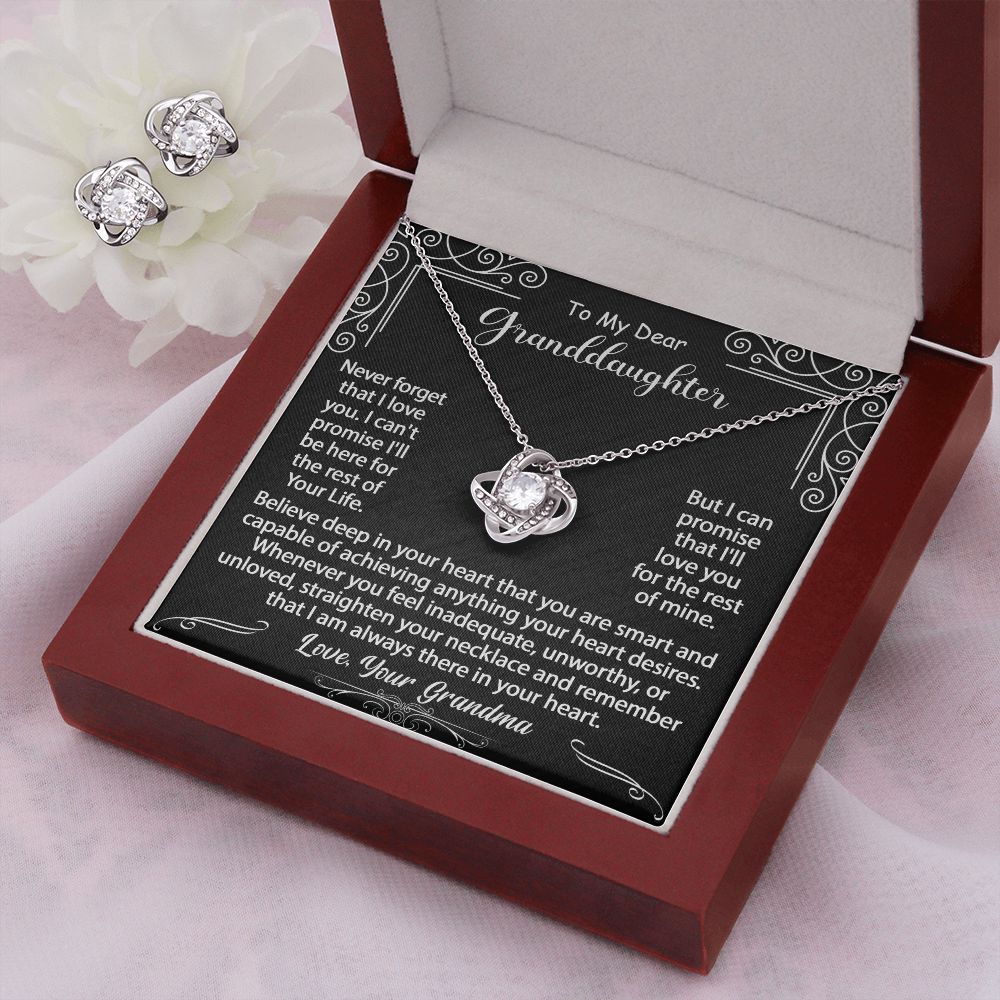 To My Granddaughter Gift - Love Knot Earrings & Necklace Set #e130 - Image 11