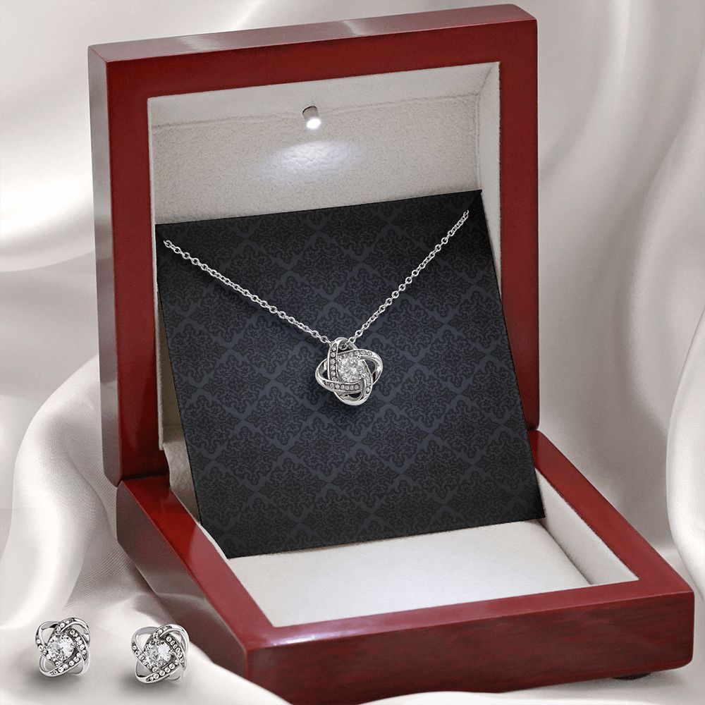 Love Knot Earrings & Necklace Set - 14K White Gold Gift For Her #e76 - Image 10