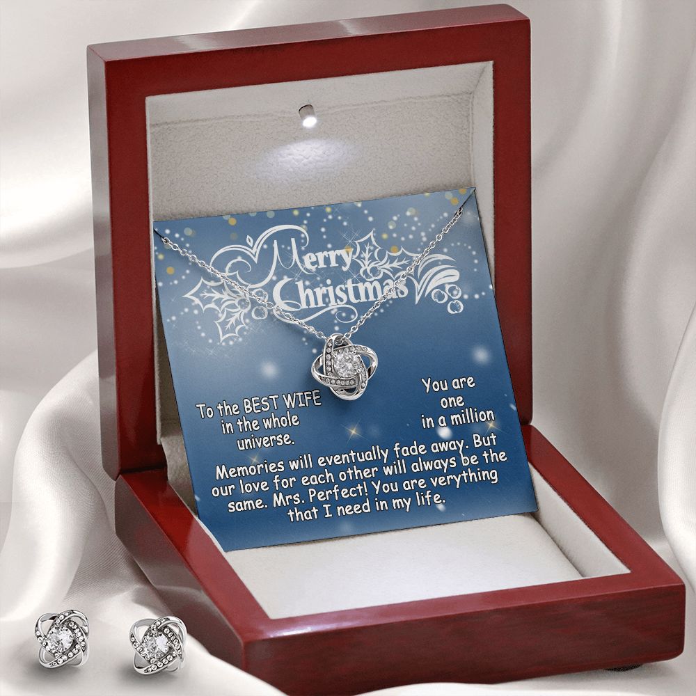 Personalized To My Wife Love Knot Necklace & Earrings Set - Merry Christmas #e193 - Image 6