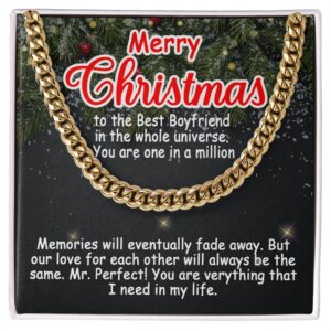 Personalized To My Boyfriend Cuban Link Chain 5mm Necklace - Merry Christmas #e192