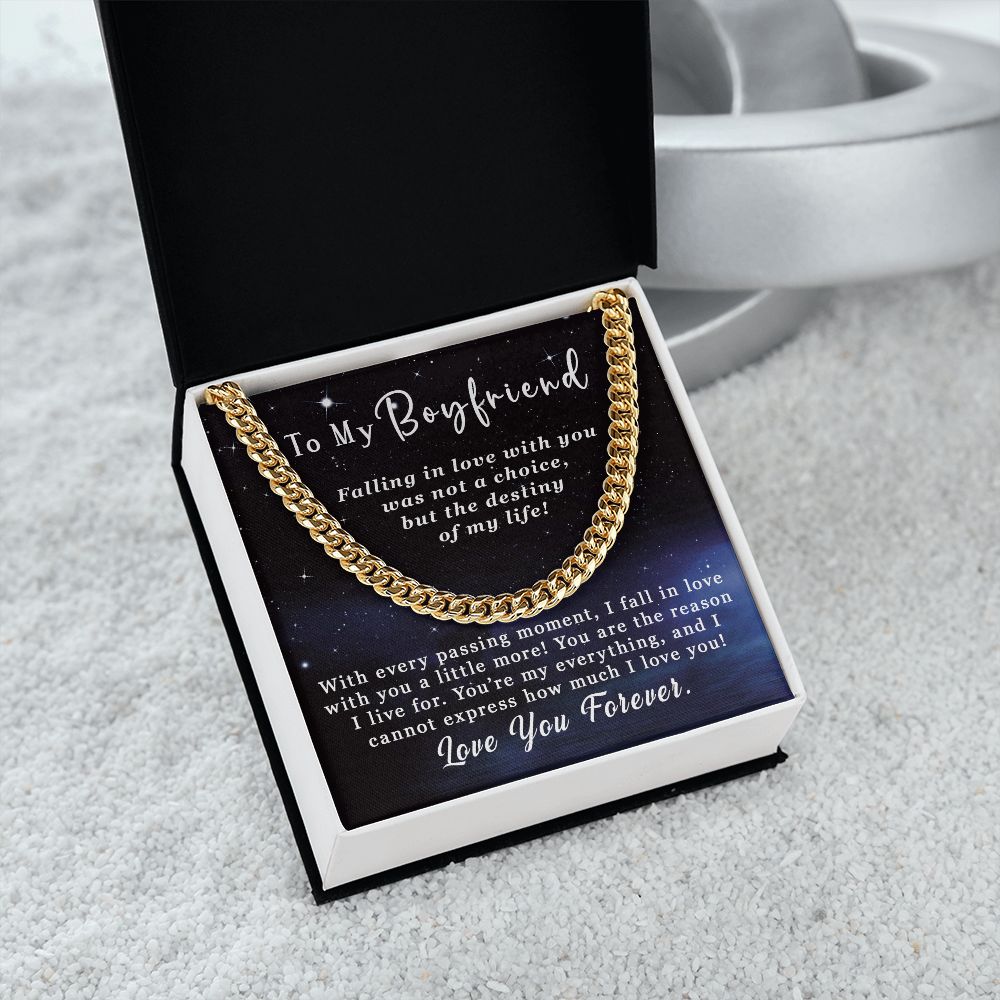To My Boyfriend Gift - Falling in love - Cuban Link Chain Necklace #e52 - Image 18