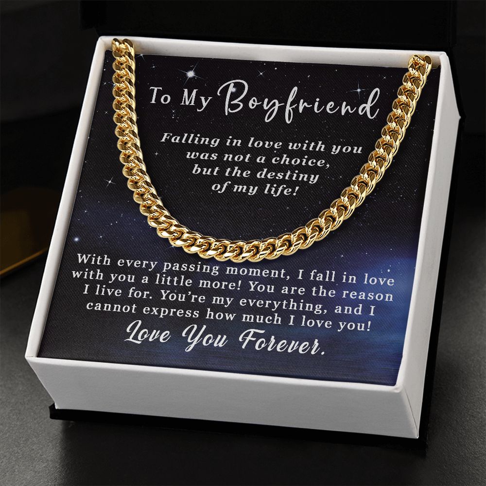 To My Boyfriend Gift - Falling in love - Cuban Link Chain Necklace #e52 - Image 6
