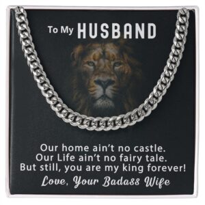 Personalized To My Husband Cuban Link Chain 5mm Necklace - You are my king #e95