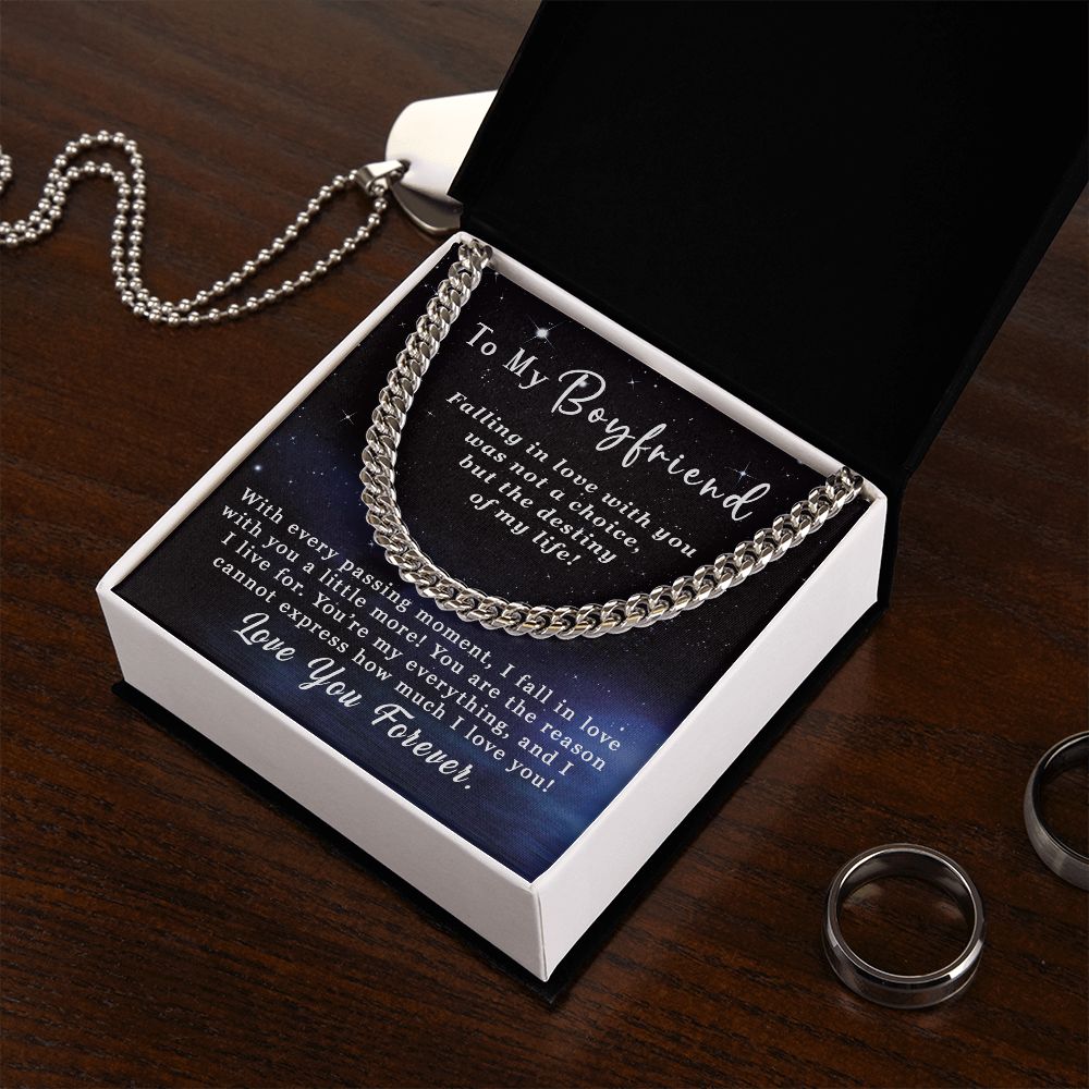 To My Boyfriend Gift - Falling in love - Cuban Link Chain Necklace #e52 - Image 15