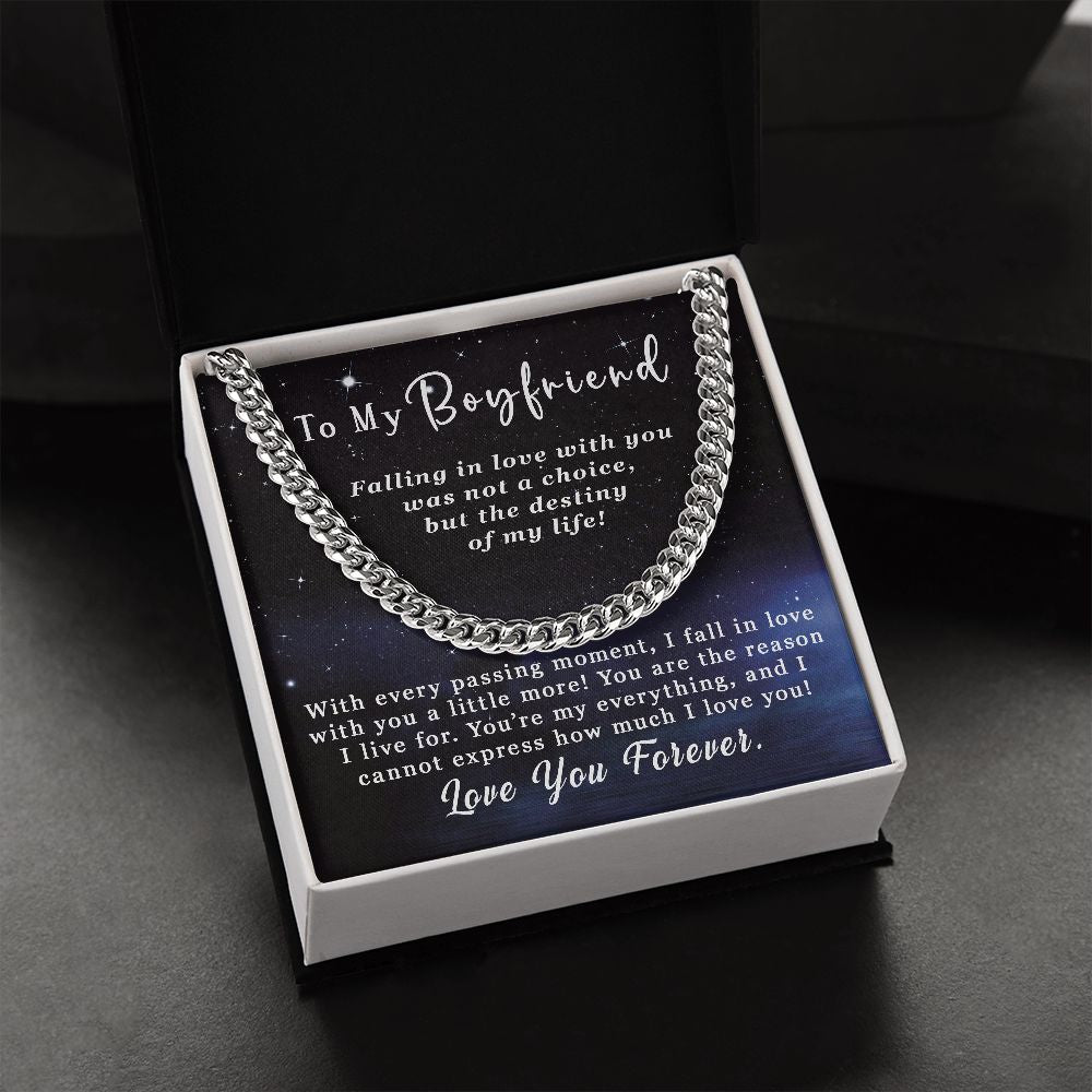 To My Boyfriend Gift - Falling in love - Cuban Link Chain Necklace #e52 - Image 7