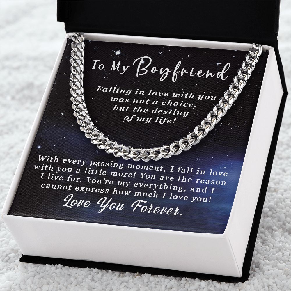 To My Boyfriend Gift - Falling in love - Cuban Link Chain Necklace #e52 - Image 5