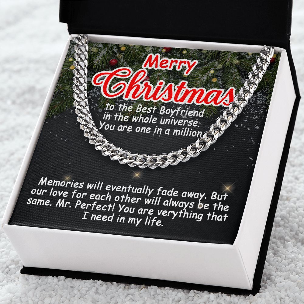 Personalized To My Boyfriend Cuban Link Chain 5mm Necklace - Merry Christmas #e192 - Image 6