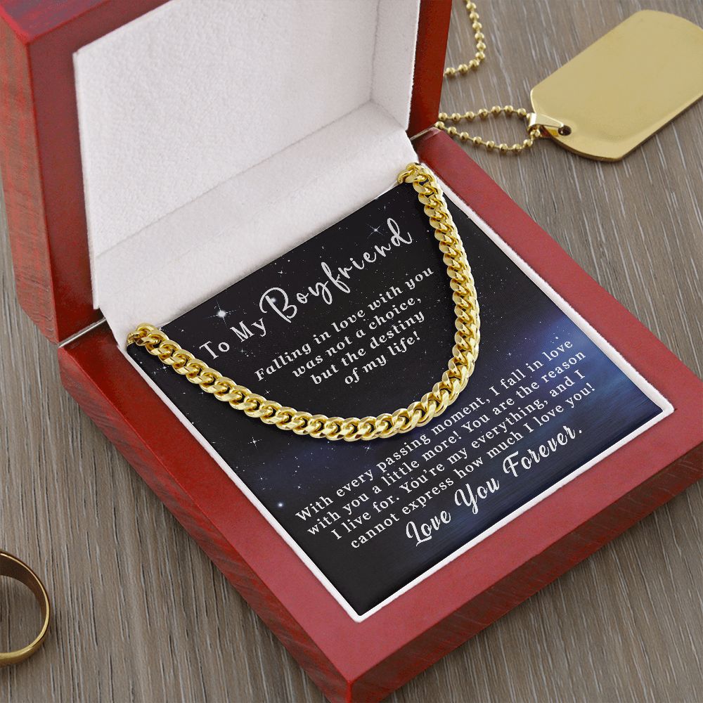 To My Boyfriend Gift - Falling in love - Cuban Link Chain Necklace #e52 - Image 10
