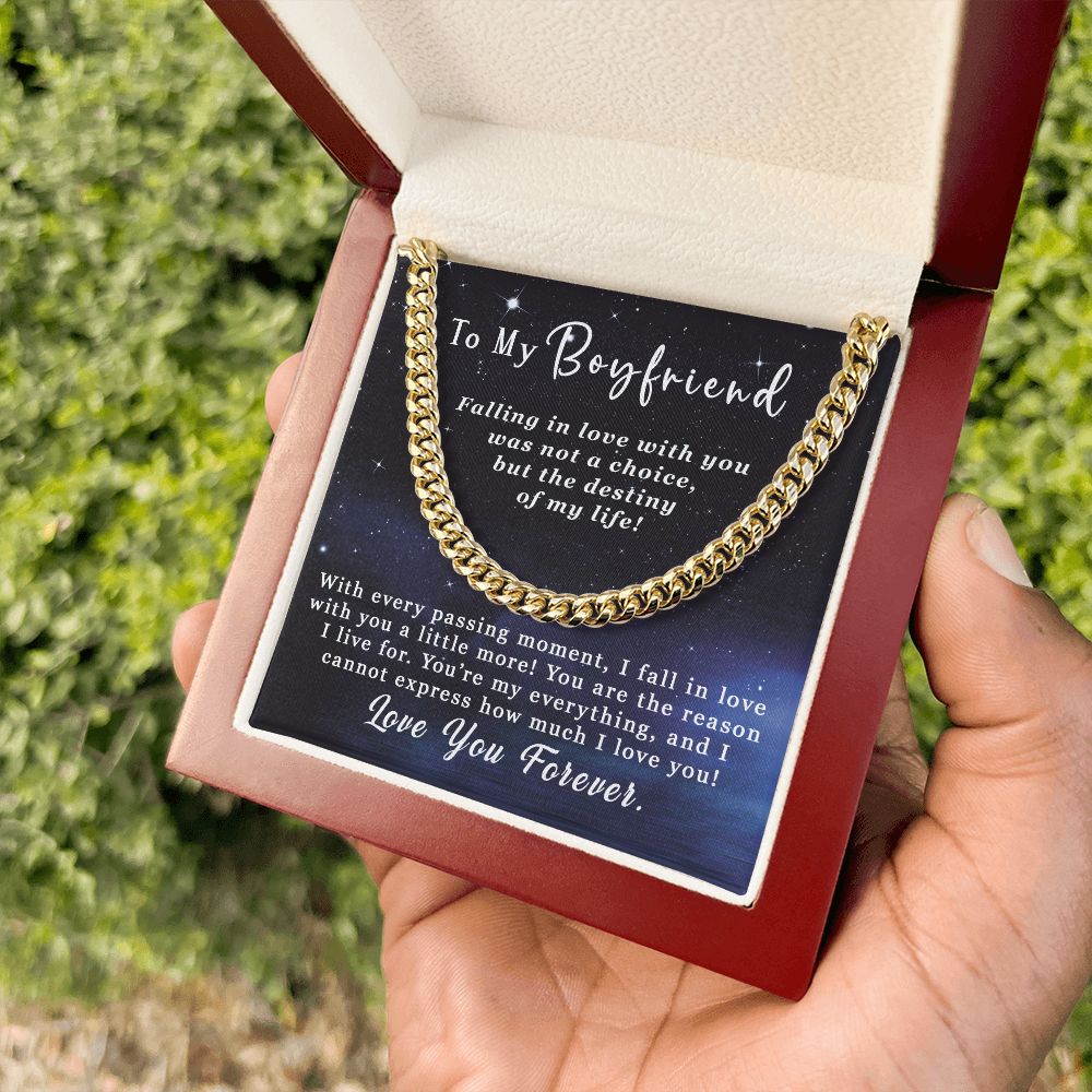 To My Boyfriend Gift - Falling in love - Cuban Link Chain Necklace #e52 - Image 9
