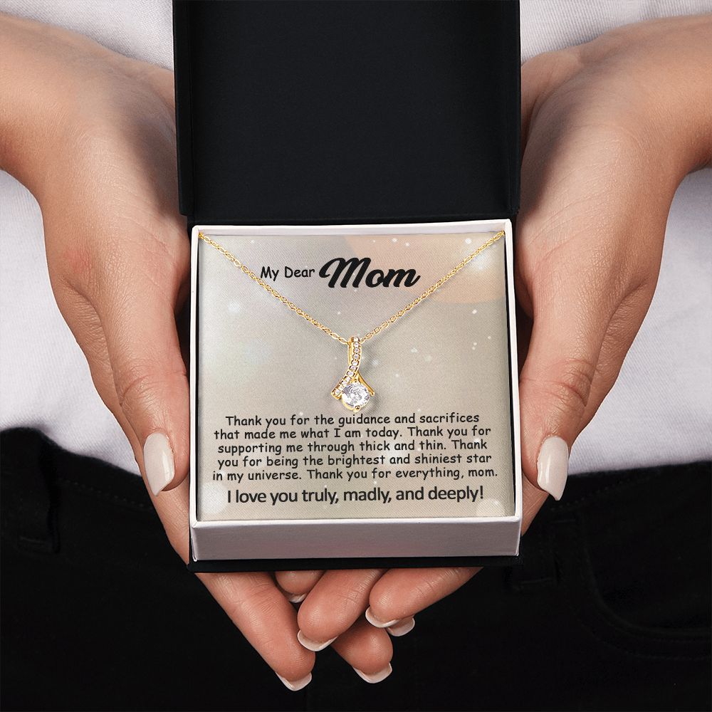 To My Mom Necklace, Mother's Day Birthday Gift Ideas From Daughter & Son, Poem Message Card Alluring Beauty Pendant Jewelry Presents For Her #e243b - Image 9