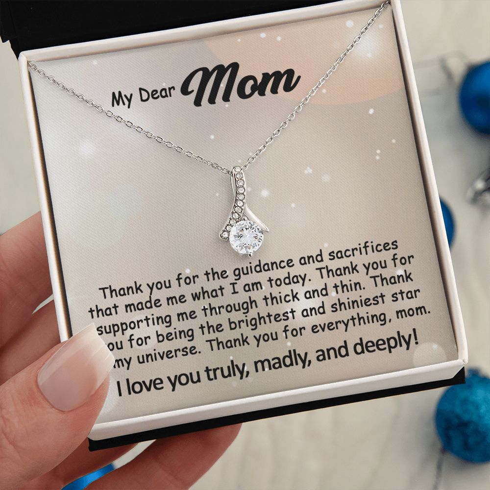To My Mom Necklace, Mother's Day Birthday Gift Ideas From Daughter & Son, Poem Message Card Alluring Beauty Pendant Jewelry Presents For Her #e243b - Image 6