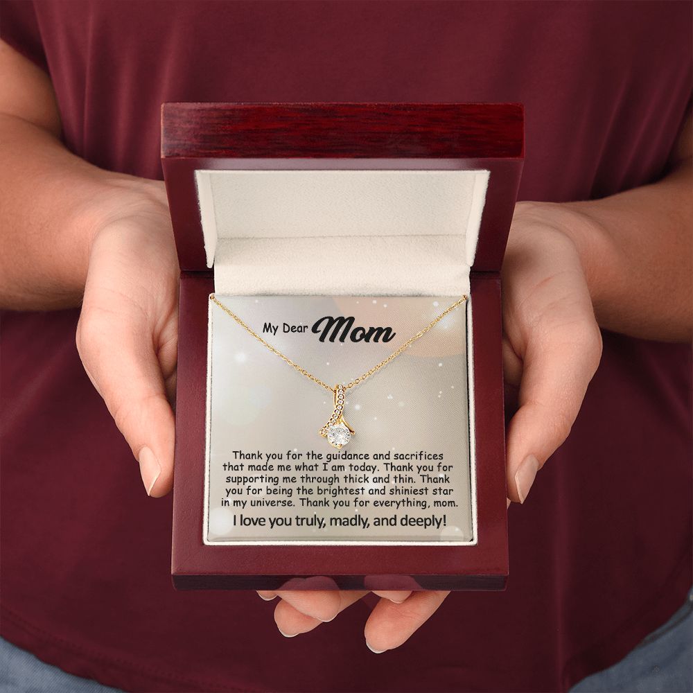 To My Mom Necklace, Mother's Day Birthday Gift Ideas From Daughter & Son, Poem Message Card Alluring Beauty Pendant Jewelry Presents For Her #e243b - Image 13