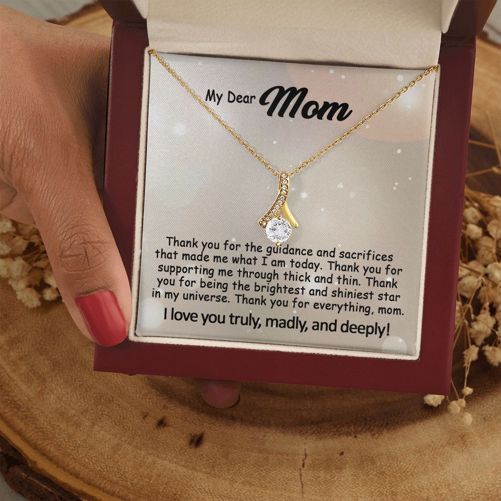 To My Mom Necklace, Mother's Day Birthday Gift Ideas From Daughter & Son, Poem Message Card Alluring Beauty Pendant Jewelry Presents For Her #e243b - Image 12