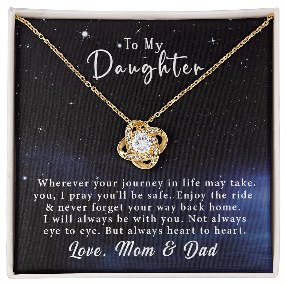 To My Daughter Love Knot Necklace Gift From Mom & Dad - Always heart to heart #e218 - Image 6