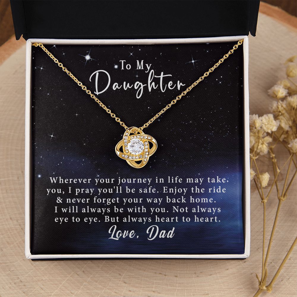 To My Daughter Love Knot Necklace Gift From Dad- Always heart to heart #e217 - Image 10