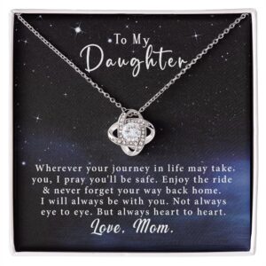 To My Daughter Love Knot Necklace Gift From Mom - Always heart to heart #e40