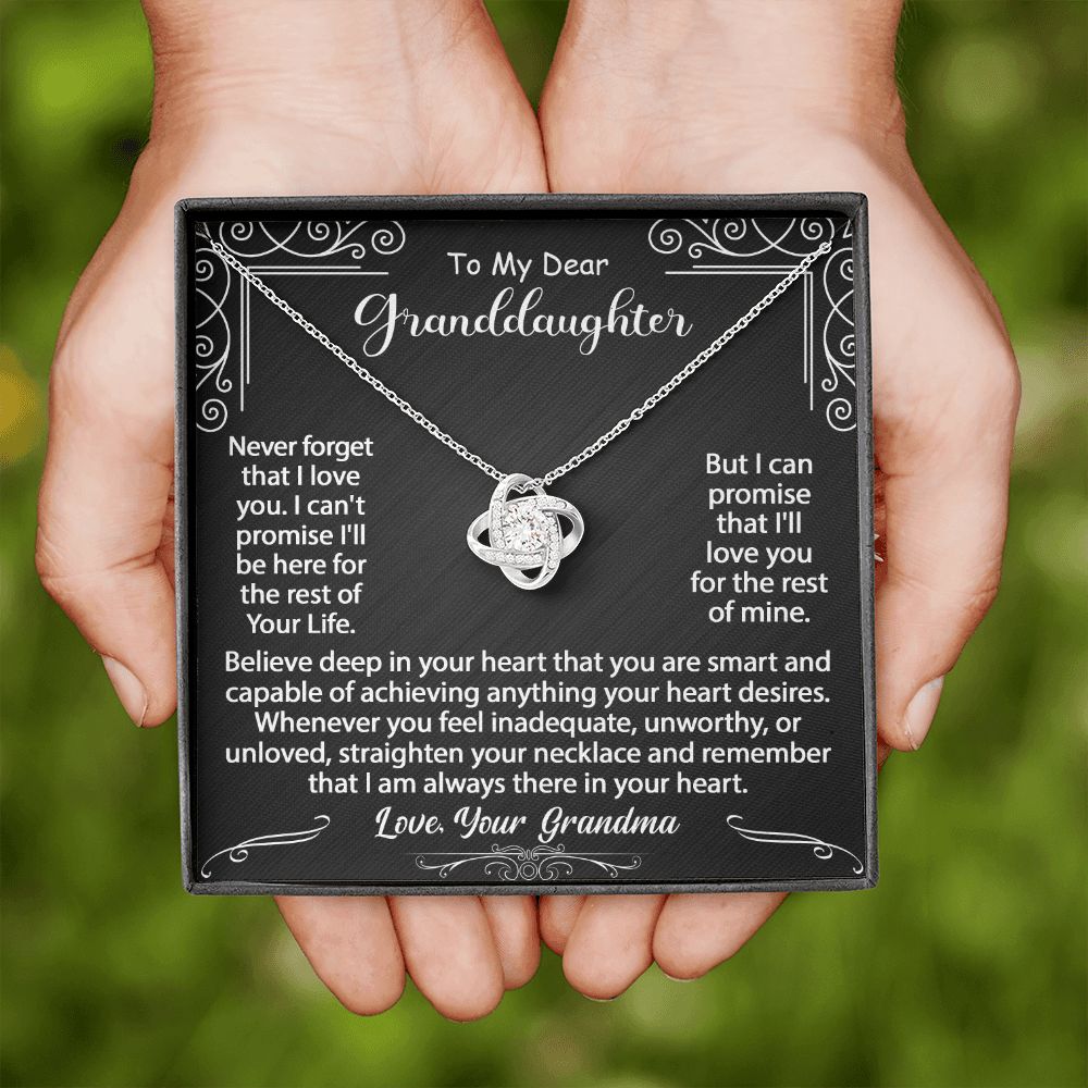 To My Granddaughter Necklace Gift - Believe deep in your heart - Love Knot #e72b