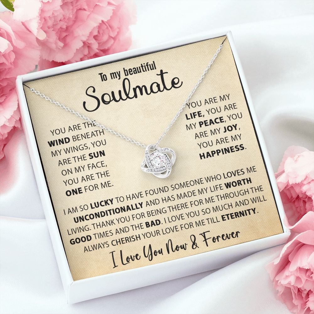 Best Gift For Her Soulmate Necklace Gift For Wife Girlfriend Valentine's Day Birthday Anniversary With Love Quote Message Card, Love Knot Jewelry Gift Ideas For Her #e228 - Image 8