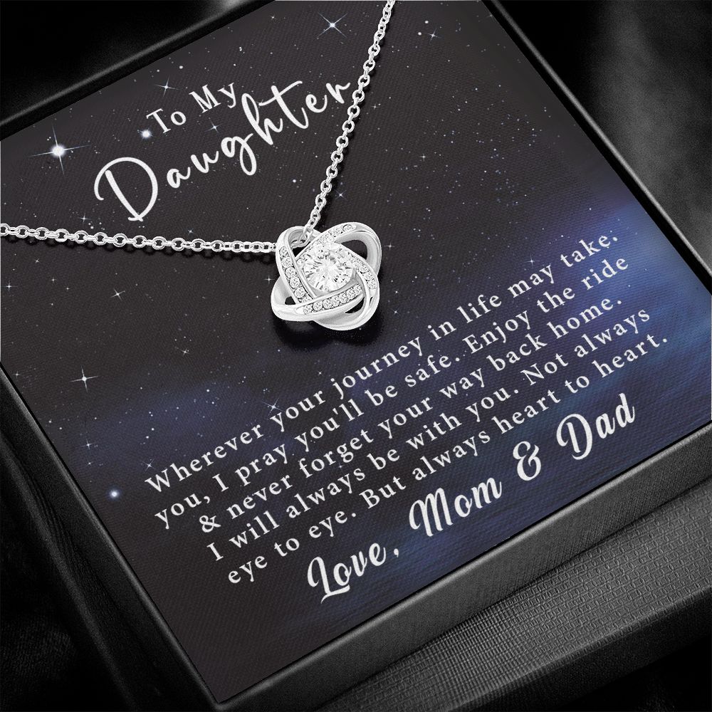 To My Daughter Love Knot Necklace Gift From Mom & Dad - Always heart to heart #e218 - Image 8